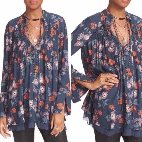 Free people Pebble Crepe So Fine Smoked Tunic Top - Picture 2 of 12